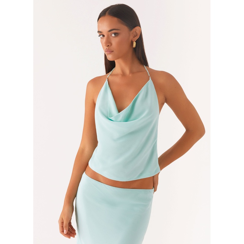 Another Life Halter Top – Pale Blue