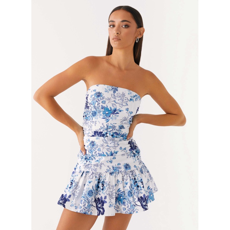 Carmel Mini Dress – Serene Sky Floral