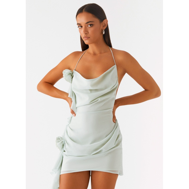 Diedre Rose Strappy Mini Dress – Sage