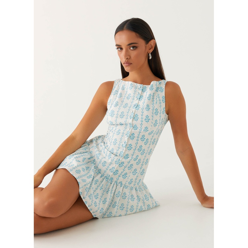Meggie Linen Mini Dress – Sweet Daydream Print