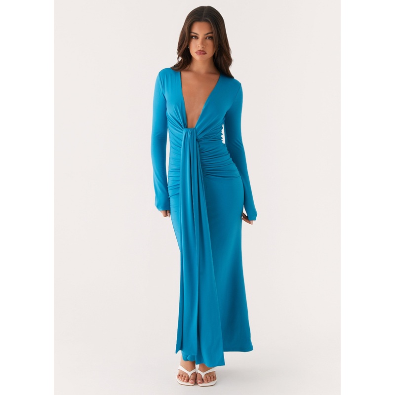 Miesha Long Sleeve Maxi Dress – Blue