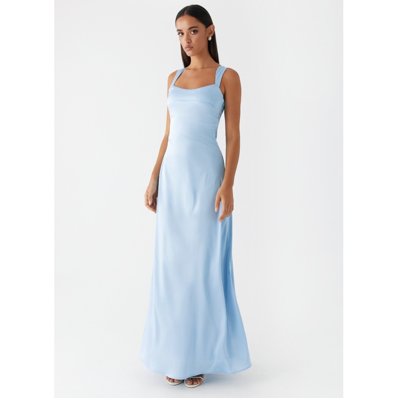 Odette Satin Maxi Dress – Blue