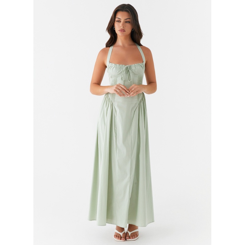 Olenna Halterneck Midi Dress – Sage