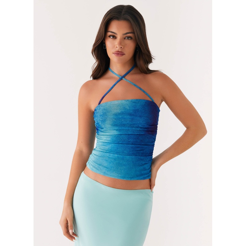 Remedy Halter Top – Blue Tie Dye