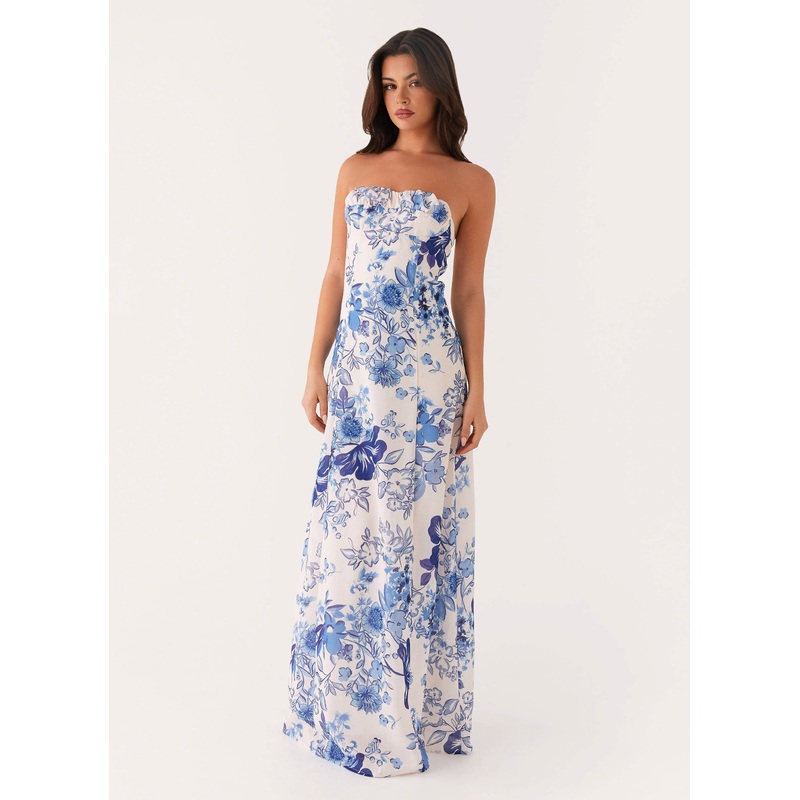 Tayla Linen Maxi Dress – Serene Sky Floral