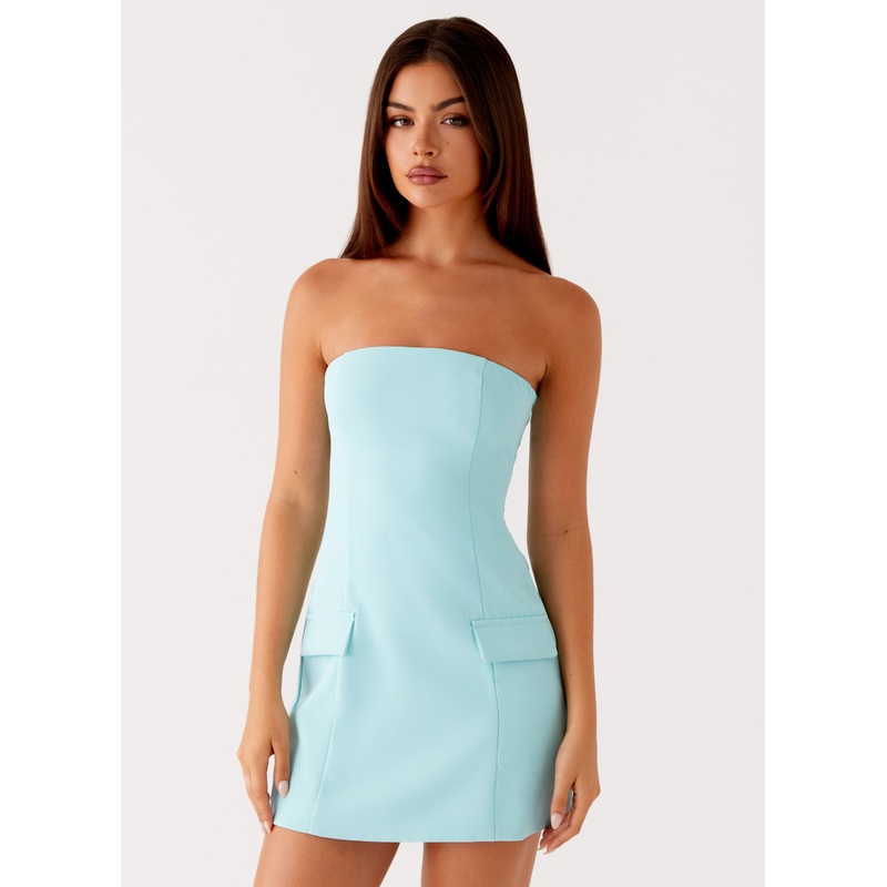 Allora Strapless Mini Dress – Turquoise