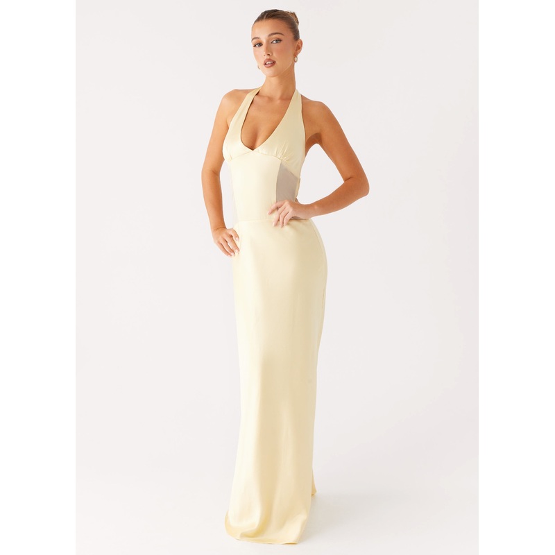 Ambre Mesh Panel Maxi Dress – Yellow
