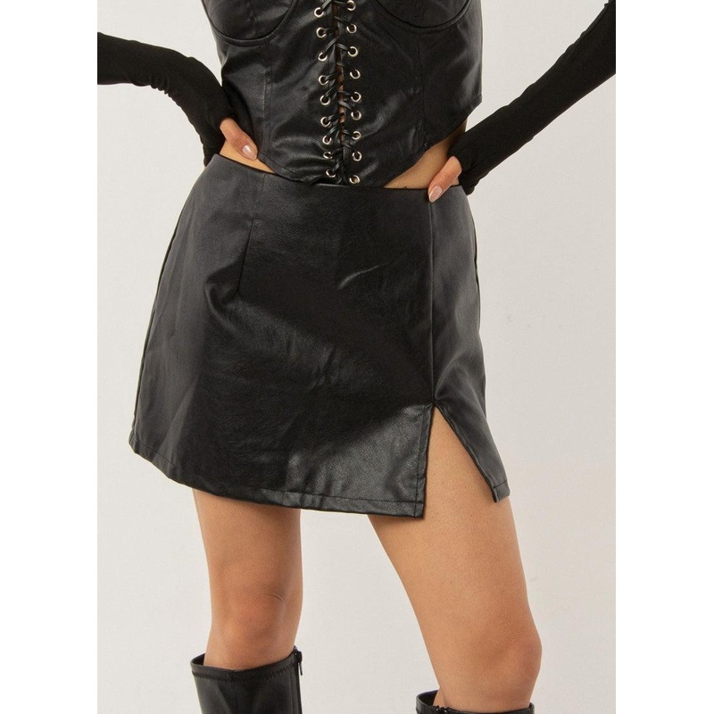 Change of Tune PU Skirt – Black PU