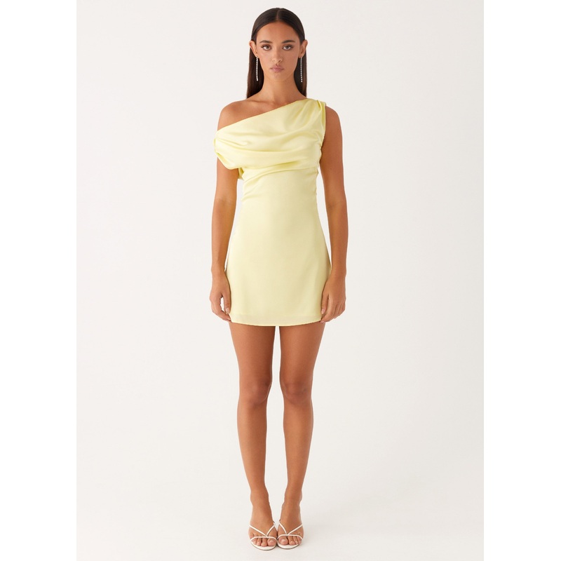 Heart Of Glass Satin Mini Dress – Yellow
