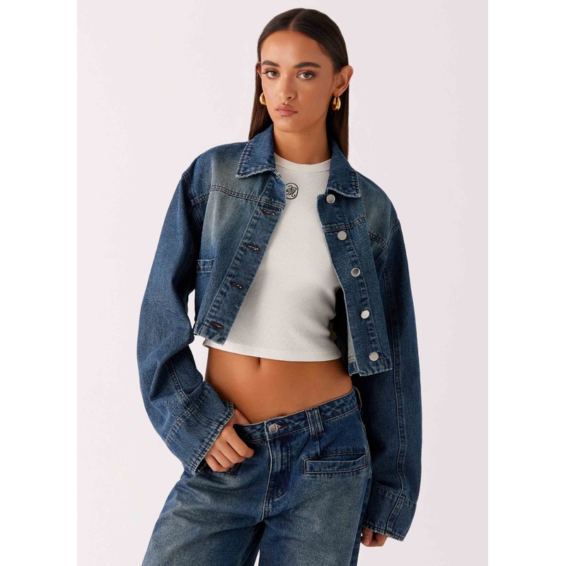 Joan Cropped Denim Jacket – Indigo