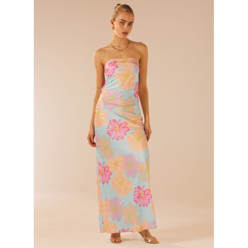 No Service Satin Maxi Dress – Spring Floral