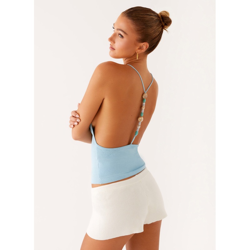 Ollie Knit Halter Top – Blue