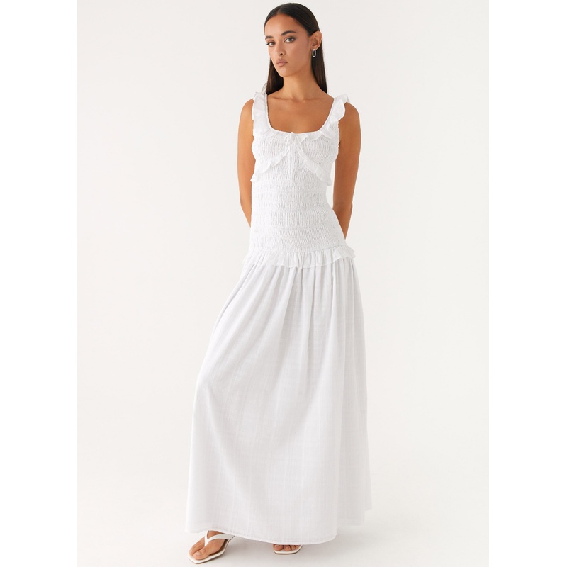 Westlyn Shirred Maxi Dress – White