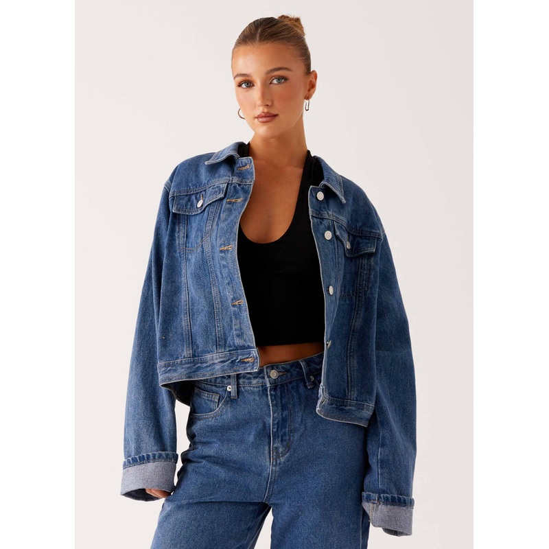 Back Again Oversized Denim Jacket – True Blue