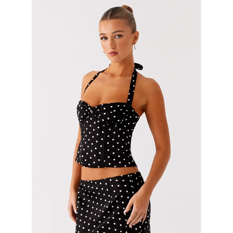 Breanne Top – Black Polka Dot