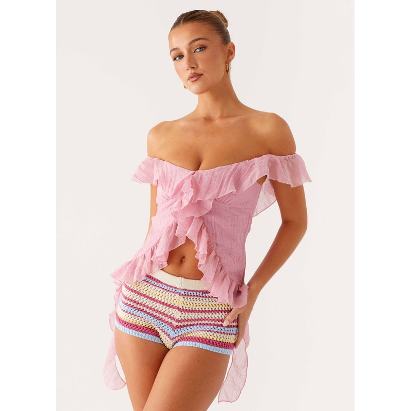 Dylan Off Shoulder Top – Pink