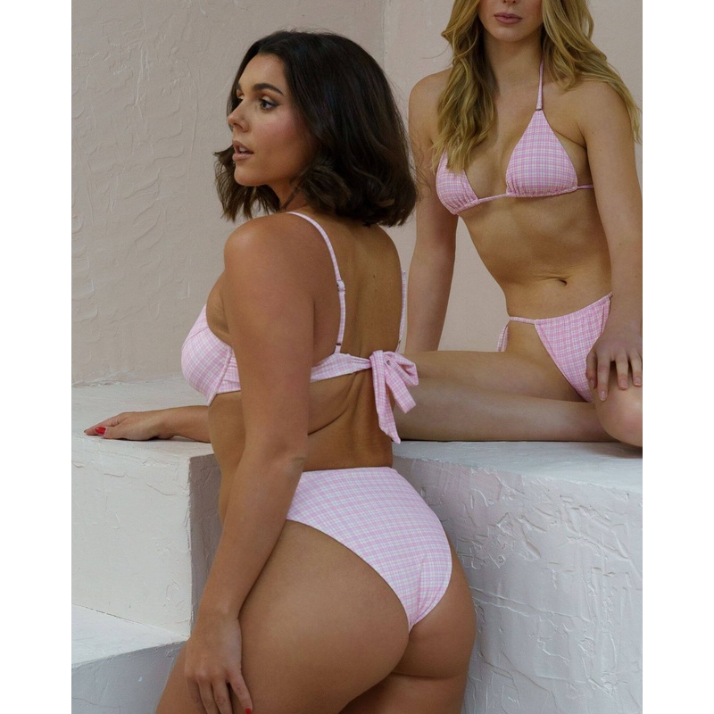 Marina brazilian bottom – Plaid pink