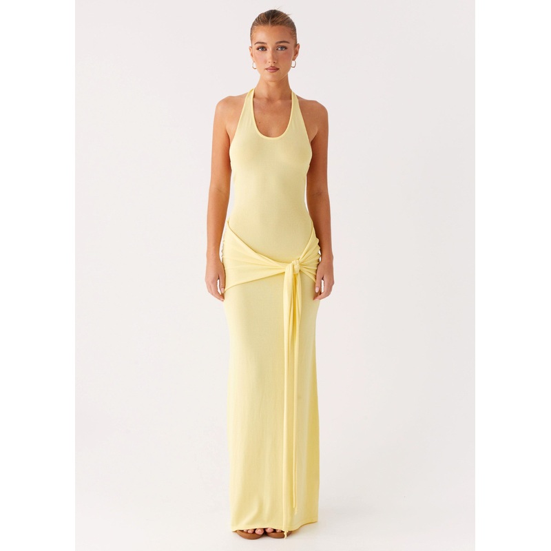 Pina Colada Knit Maxi Dress – Yellow