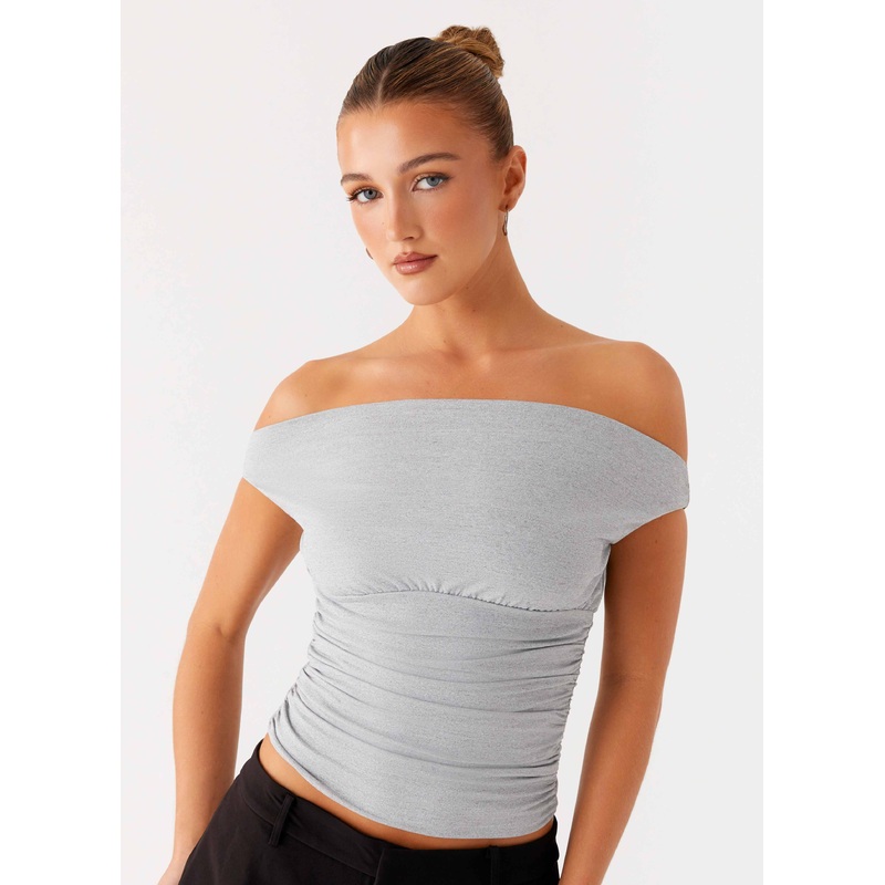 Reva Off Shoulder Top – Grey