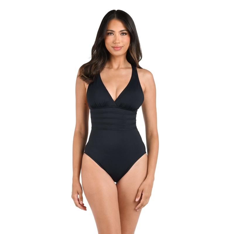 Island Goddess Multi-Strap Cross-Back One Piece – Black