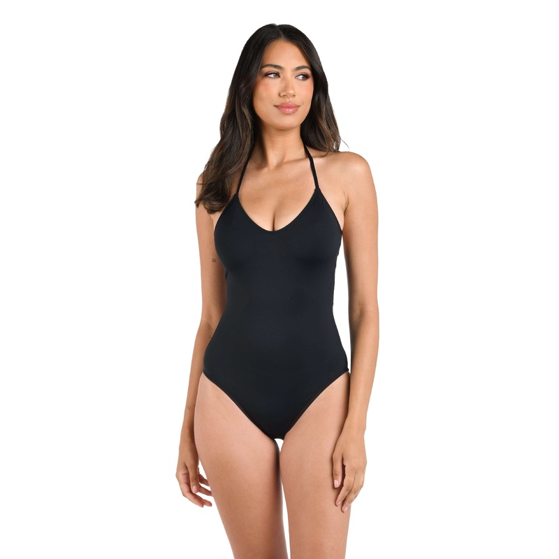 Island Goddess Underwire Scoop Front Lingerie One Piece – Black