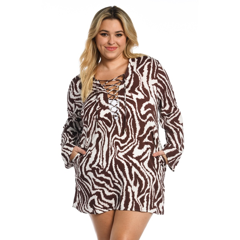 Fierce Lines Lace Up V-Neck Tunic (Final Sale)