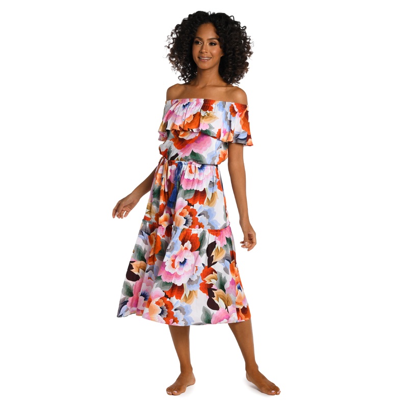 Floral Rhythm Off-The-Shoulder Cover Up Dress (Final Sale)