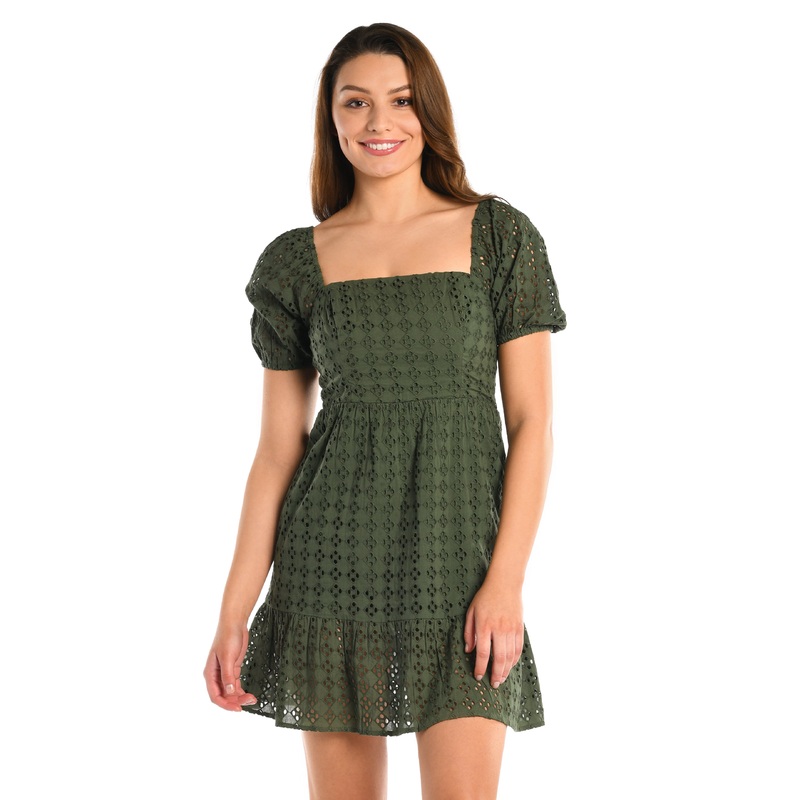 Saltwater Sands Short Sleeve Cover Up Dress – Olive (Final Sale)