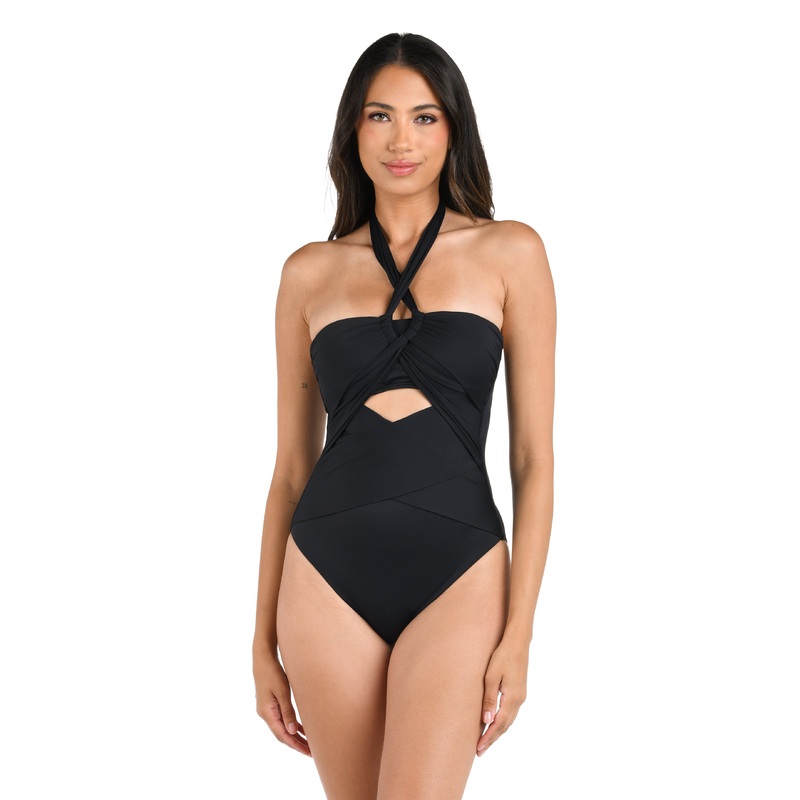 Island Goddess Convertible Draped Bandeau One Piece