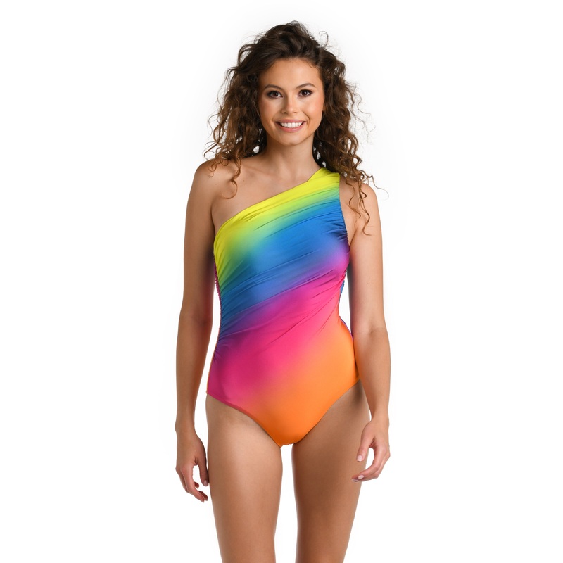 Setting Sun Shirred One Shoulder One Piece (Final Sale)