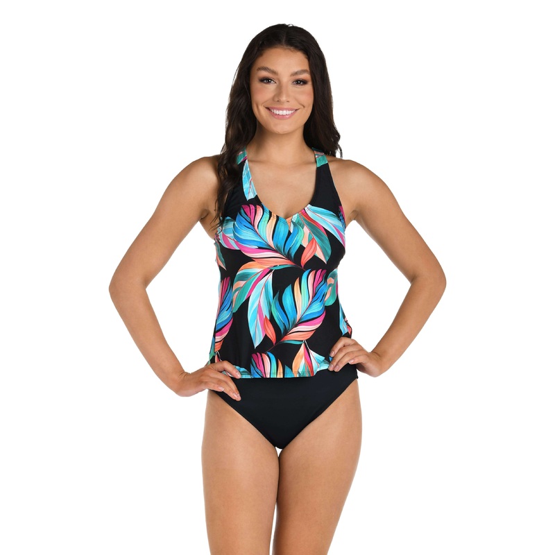 24th & Ocean Moonlit Leaf Underwire Crossback Tankini Top