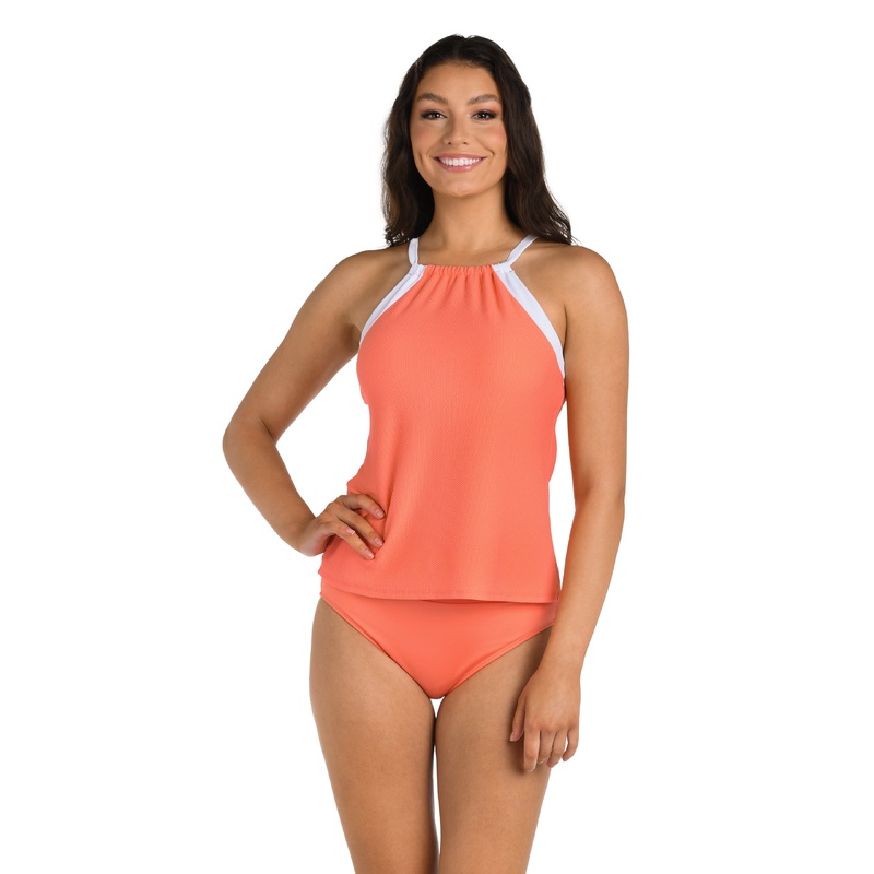 24th & Ocean Santorini Block Underwire High Neck Over The Shoulder Tankini Top – FINAL SALE