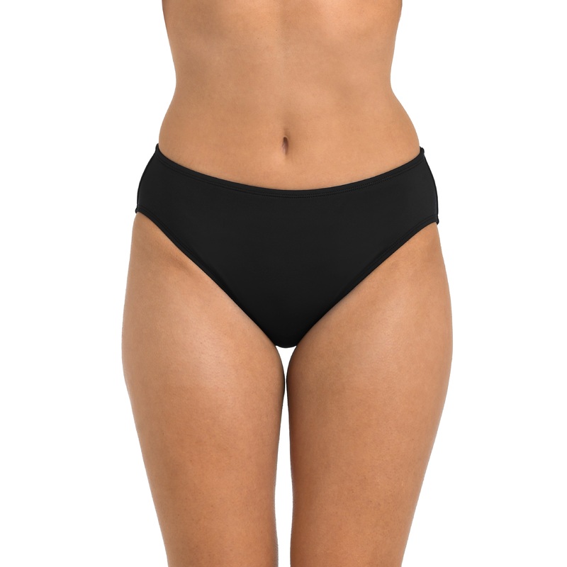 24th & Ocean Solid Mid Waist Bikini Bottom – Black