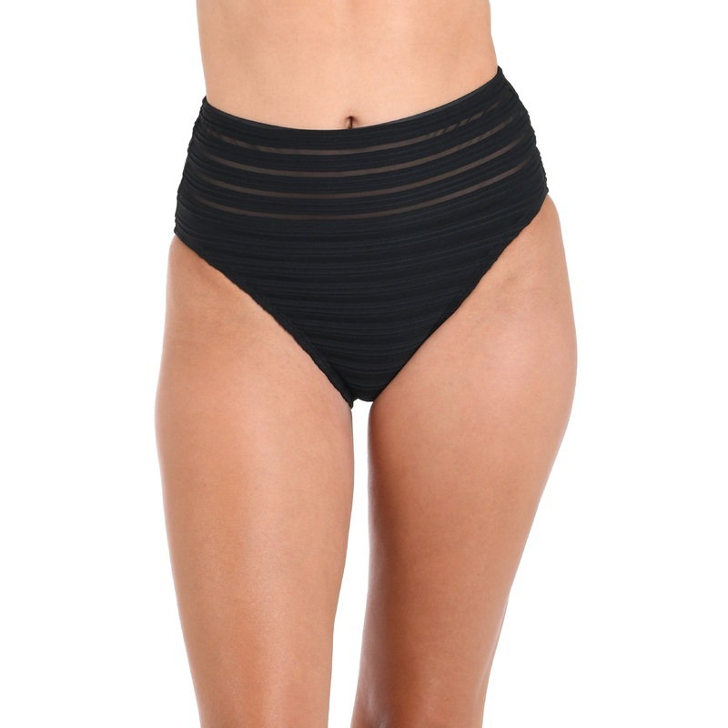 Fluid Lines High-Waist Bottom w/ Mesh Detail – Black – FINAL SALE
