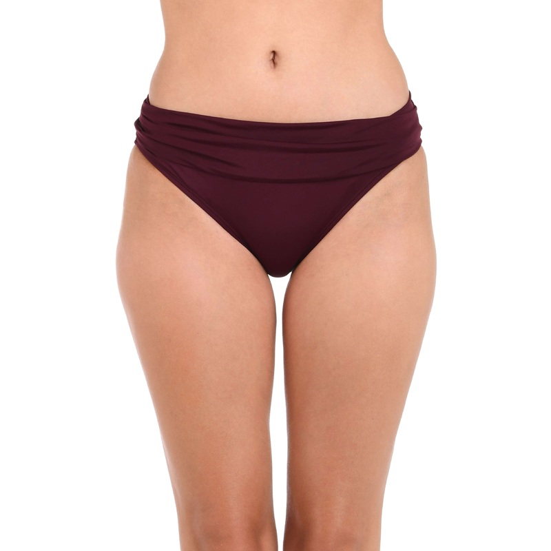 Island Goddess Shirred Band Hipster Bottom – Dark Cherry