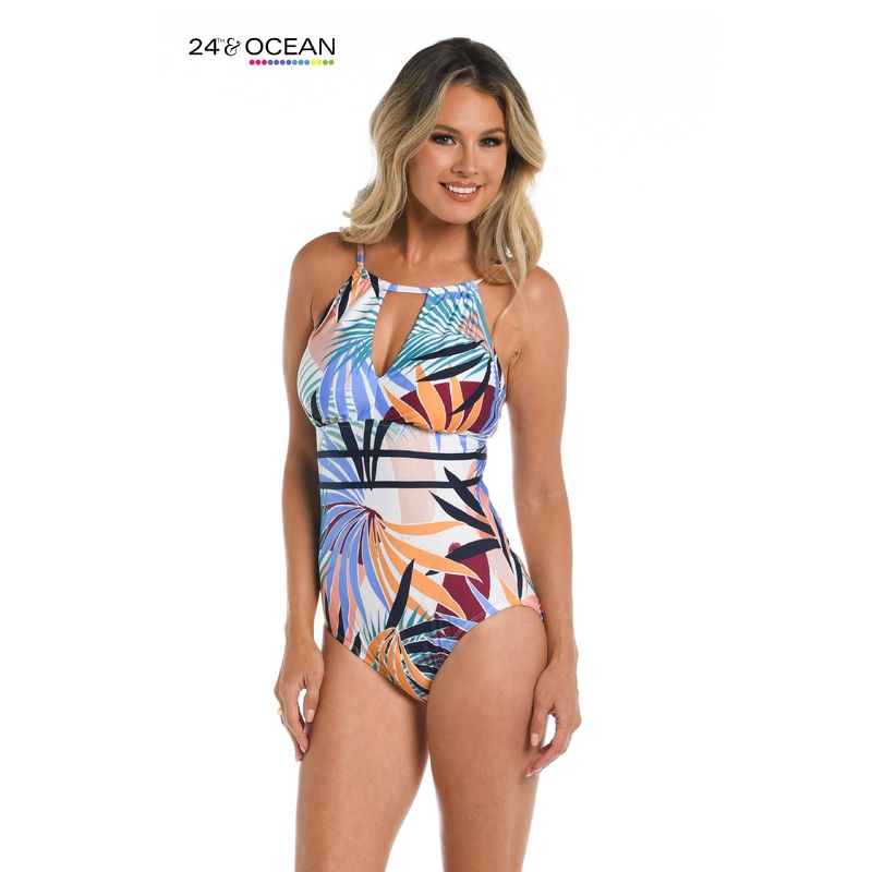 24th & Ocean To The Tropics High Neck Keyhole One Piece – FINAL SALE