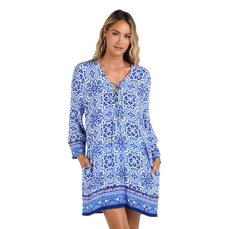 Alboran Sea Lace Up V-Neck Tunic Cover Up – FINAL SALE