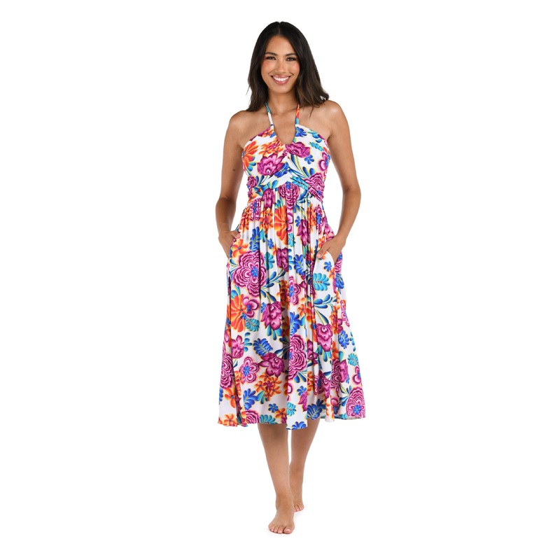 Flor De Paradiso Halter Midi Dress Cover Up – FINAL SALE
