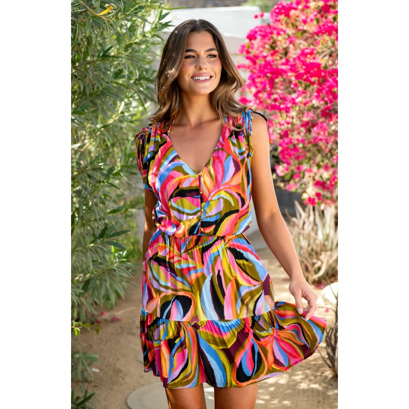 Tropic Waves V-Neck Cover Up Dress – FINAL SALE
