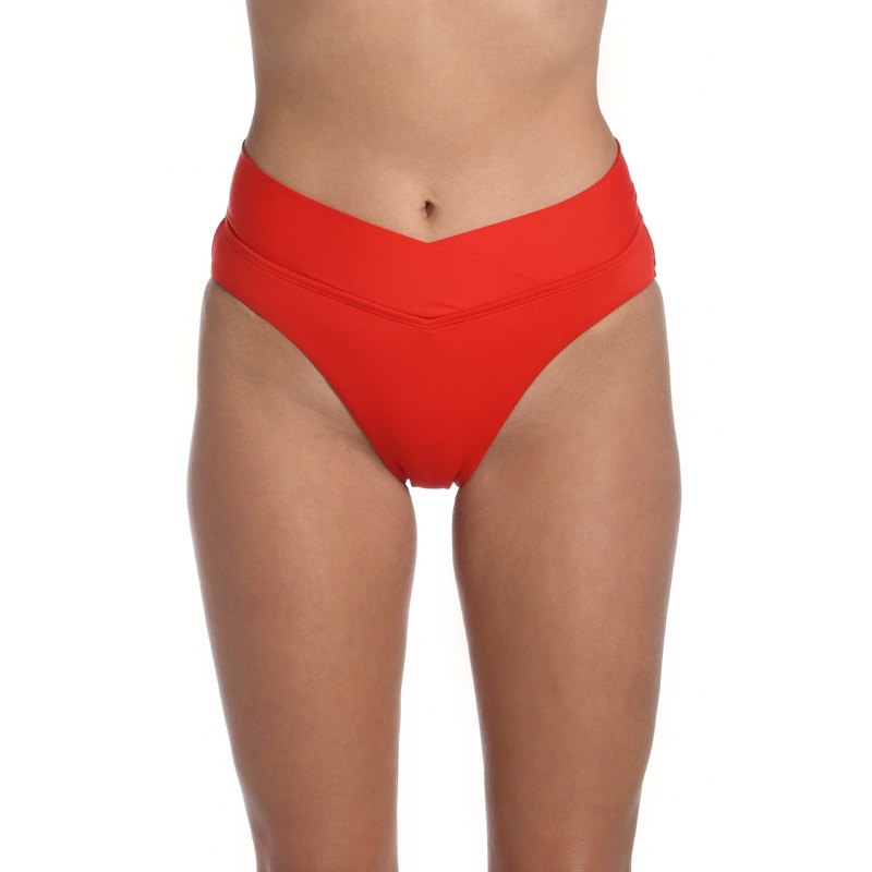 Island Goddess Crossover High-Waist Bottom – Cherry – FINAL SALE