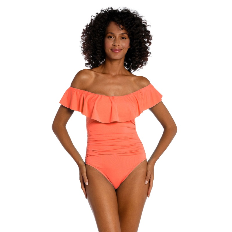Island Goddess Off Shoulder Ruffle One Piece – Bird of Paradise – FINAL SALE