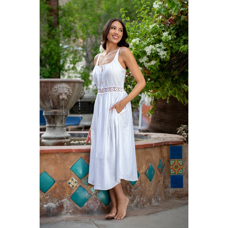 Lakeside Linen Tunnel Neck Midi Dress