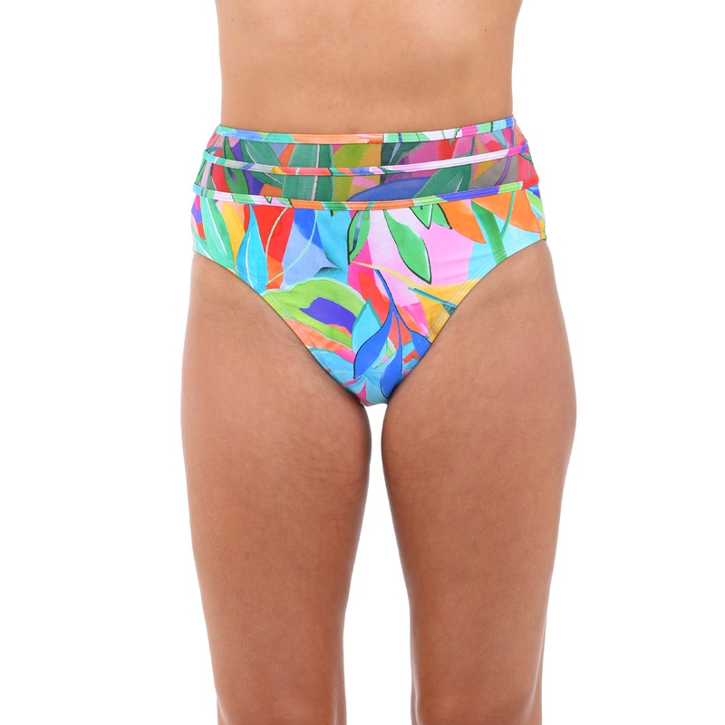 Tropi-flage High-Waist Bottom w/ Mesh Detail – FINAL SALE