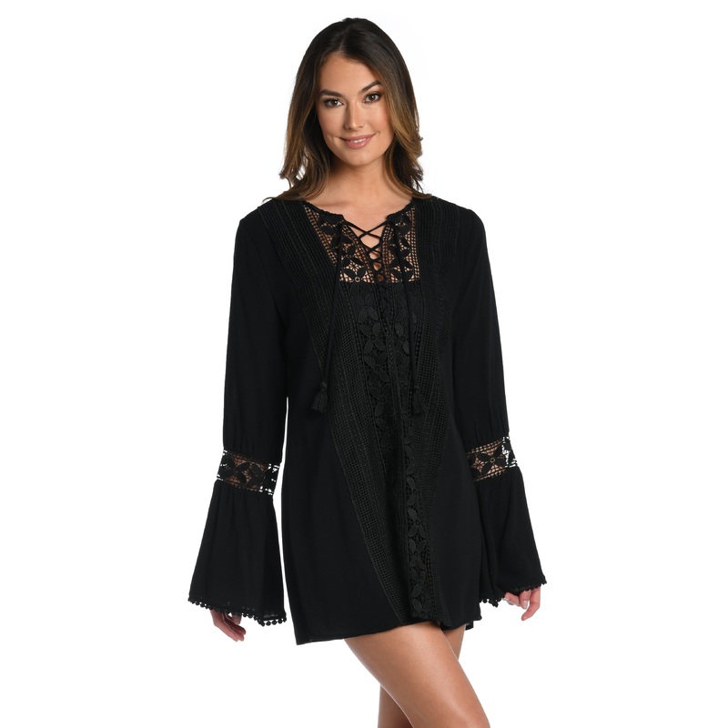 Coastal Covers Lace Up Tunic – Black – FINAL SALE