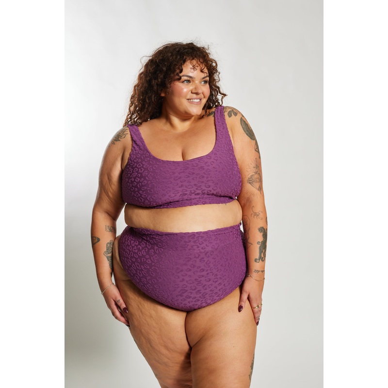 Gia Bikini Top Curve – Textured Leopard Grape