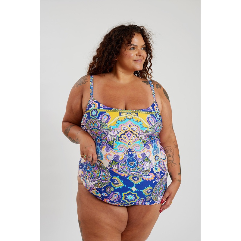 Giselle Tankini Top Curve – Peacock Swirls