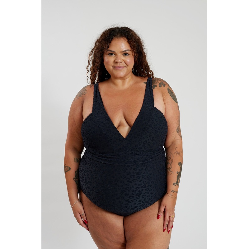 Gwen One Piece Curve – Textured Leopard Charcoal
