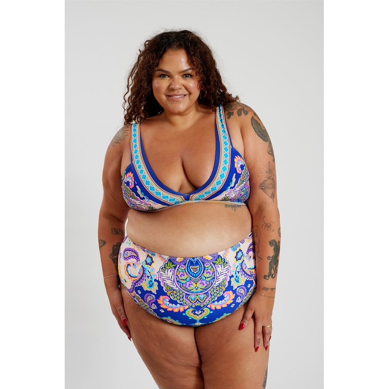 Lola Bikini Top Curve – Peacock Swirls