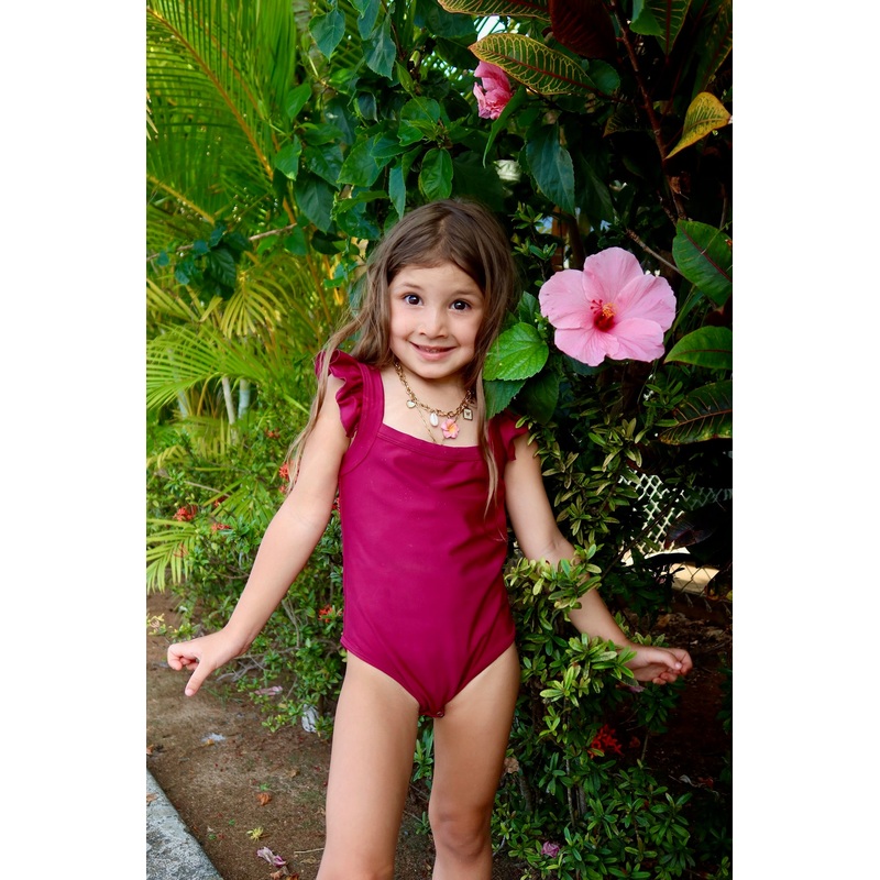 Burgundy Matching Swim For Baby & Kids
