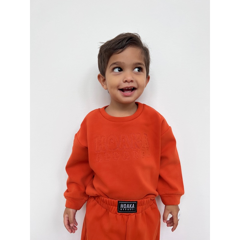 Burnt Orange Comfy Crew Neck Sweatshirt For Baby & Kids